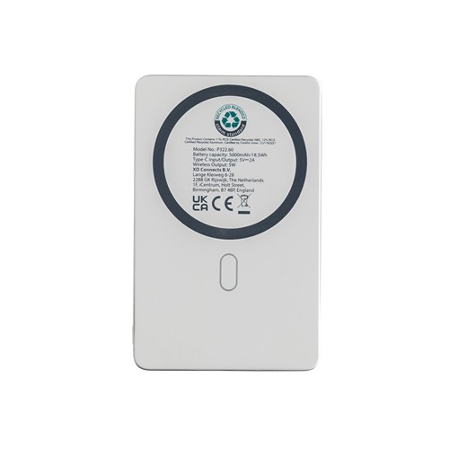 plateado Powerbank Orion magnético 5000 mAh aluminio reciclado RCS