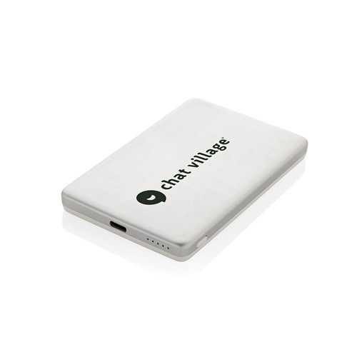 plateado Powerbank Orion magnético 5000 mAh aluminio reciclado RCS