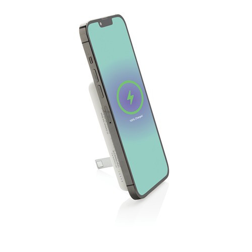 white Powerbank magnético bambú Zen RCS de RPET 5.000 mAh