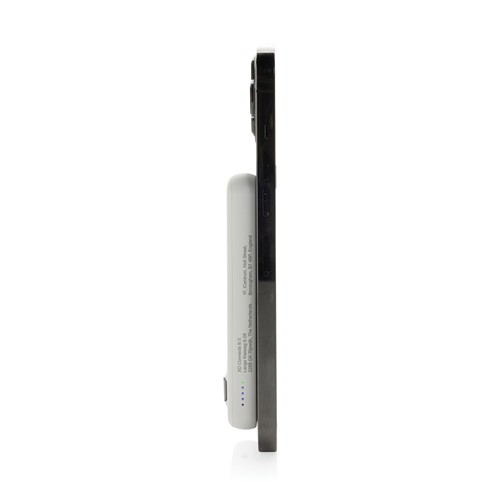 white Powerbank magnético bambú Zen RCS de RPET 5.000 mAh