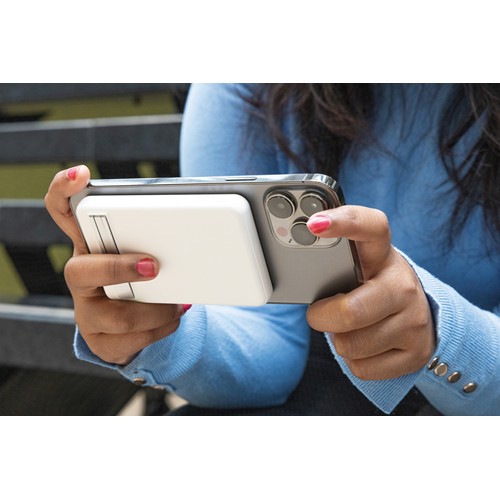white Powerbank magnético bambú Zen RCS de RPET 5.000 mAh