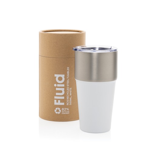 white Vaso Fluid acero reciclado certificado RCS 500 ml