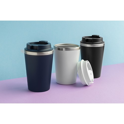white Taza de doble pared reciclado RCS Java 350 ml