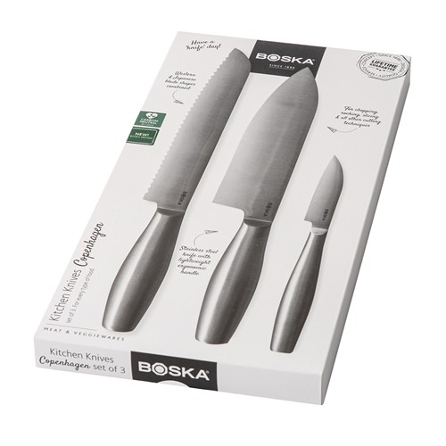 acero Set 3 piezas de cuchillos cocina Copenhagen BOSKA