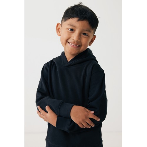 black Sudadera IQONIQ Yengo capucha de algodón reciclado niños