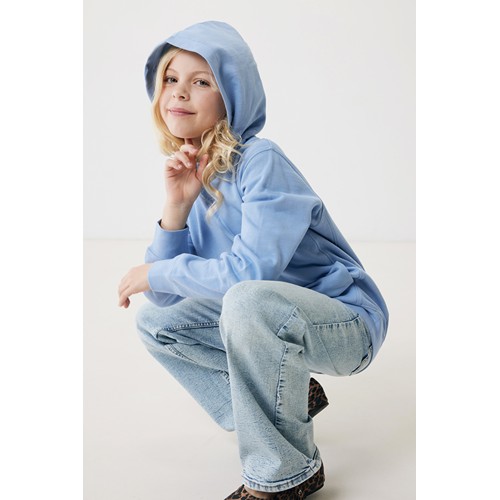 azul celeste IQONIQ Yengo Sudadera Capucha Infantil Algodón Reciclado