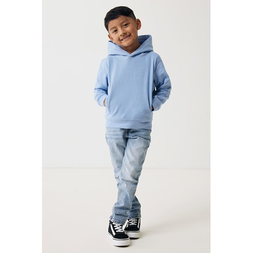 azul celeste IQONIQ Yengo Sudadera Capucha Infantil Algodón Reciclado