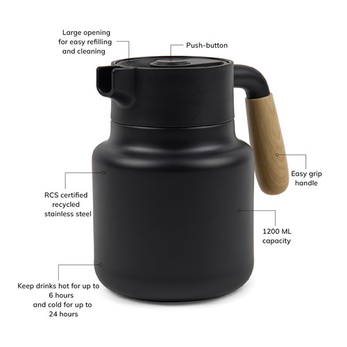 black Jarra VINGA Arbe reciclado RCS 1200 ml