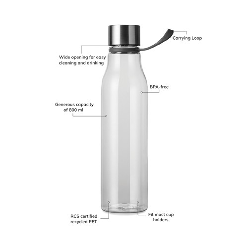 transparente Botella de agua VINGA Lean RCS RPET 800 ml