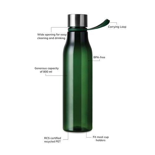 green Botella de agua VINGA Lean RCS RPET 800 ml
