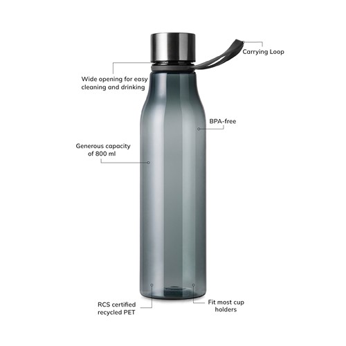 antracita Botella de agua VINGA Lean RCS RPET 800 ml