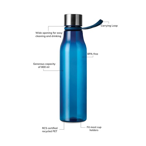 azul marino Botella de agua VINGA Lean RCS RPET 800 ml