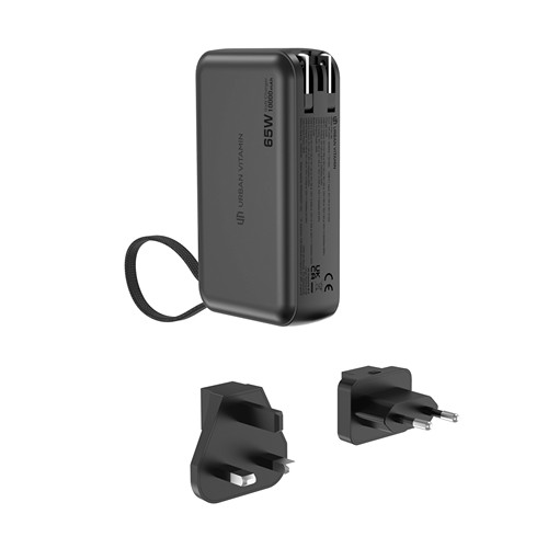 black Cargador híbrido Urban Vitamin Eureka RCS reciclado 65W