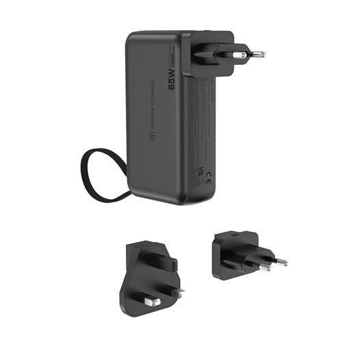 black Cargador híbrido Urban Vitamin Eureka RCS reciclado 65W