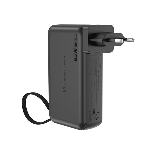 black Cargador híbrido Urban Vitamin Eureka RCS reciclado 65W