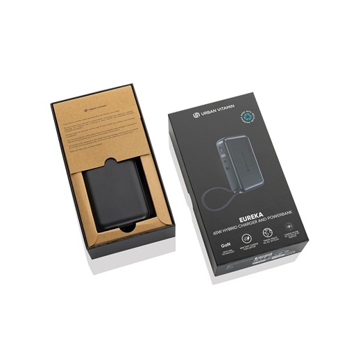 black Cargador híbrido Urban Vitamin Eureka RCS reciclado 65W