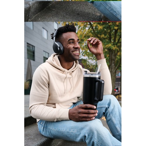 black Vaso de acero reciclado RCS Peakflow 1200 ml