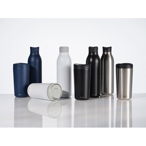 white Botella agua Avira Alok RCS Re-Steel 360 de 600 ml