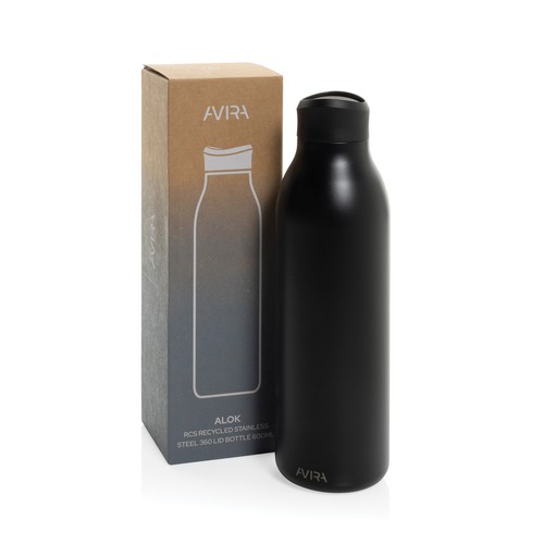 black Botella agua Avira Alok RCS Re-Steel 360 de 600 ml