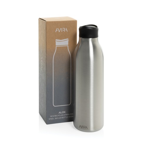 plateado Botella agua Avira Alok RCS Re-Steel 360 de 600 ml