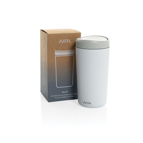 white Taza Avira Alix acero inoxidable RCS clik 400 ml