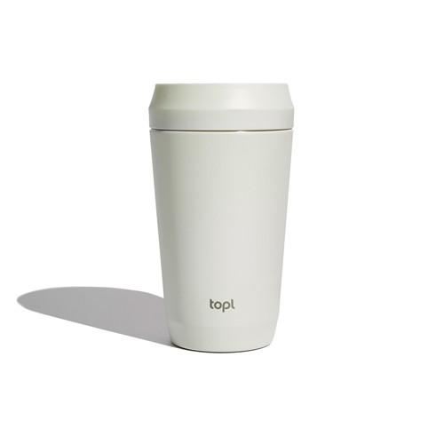 white Taza Topl To Go de acero reciclado con tapa patentada 360