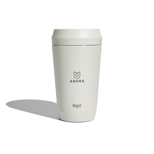 white Taza Topl To Go de acero reciclado con tapa patentada 360