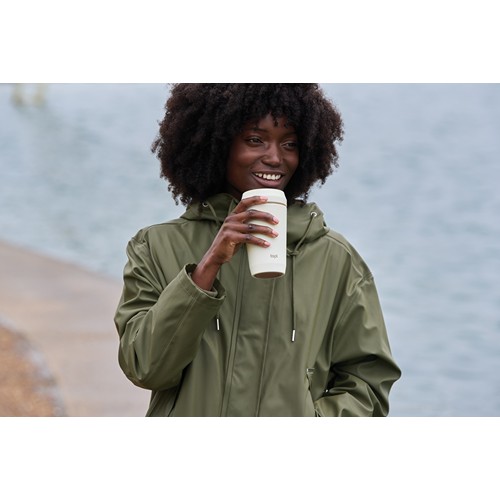 white Taza Topl To Go de acero reciclado con tapa patentada 360
