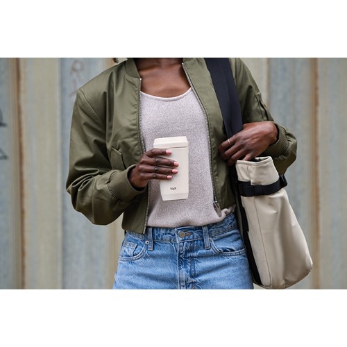 white Taza Topl To Go de acero reciclado con tapa patentada 360