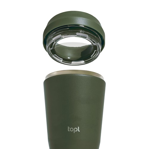 green Taza Topl To Go de acero reciclado con tapa patentada 360
