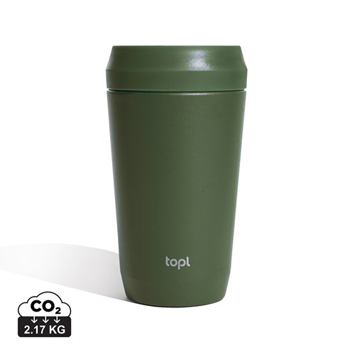green Taza Topl To Go de acero reciclado con tapa patentada 360