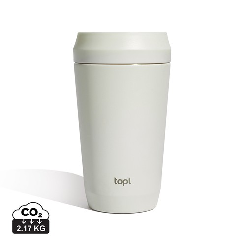 white Taza Topl To Go de acero reciclado con tapa patentada 360