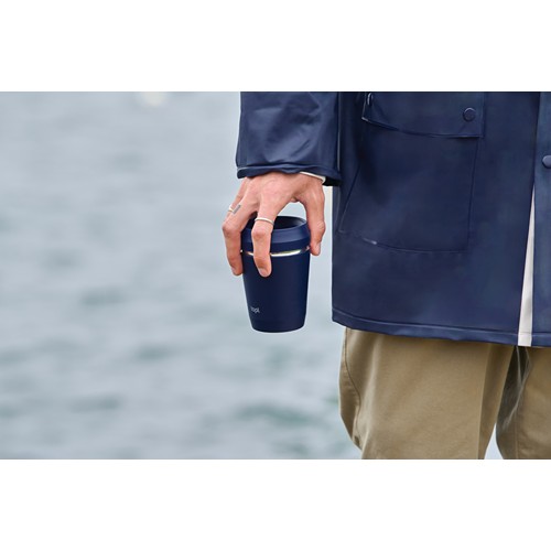 azul marino Taza Topl To Go de acero reciclado con tapa patentada 360