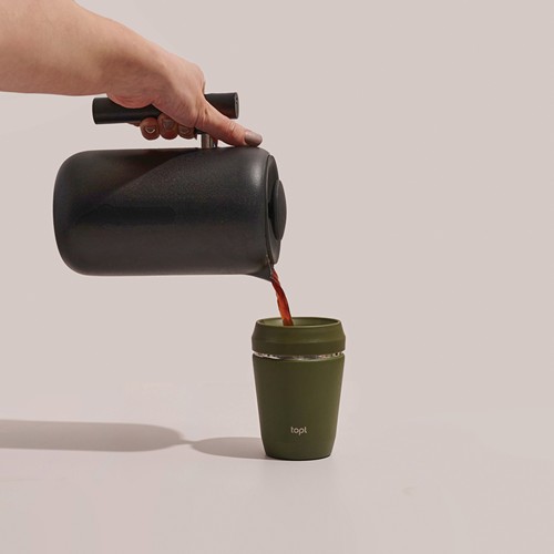 green Taza Topl To Go de acero reciclado con tapa patentada 360