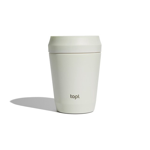 white Taza Topl To Go de acero reciclado con tapa patentada 360