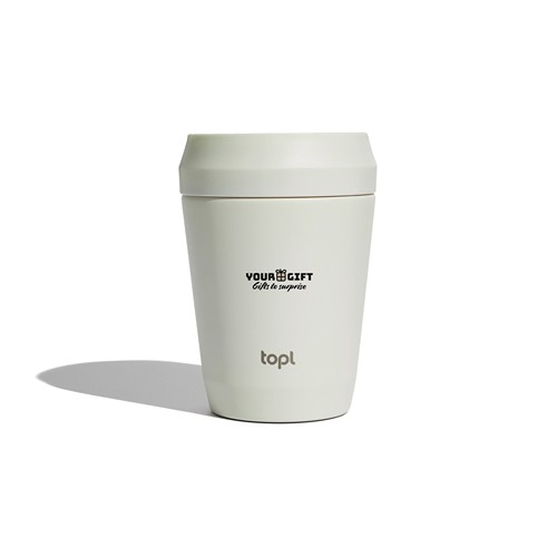 white Taza Topl To Go de acero reciclado con tapa patentada 360