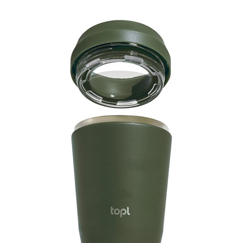 green Taza Topl To Go de acero reciclado con tapa patentada 360