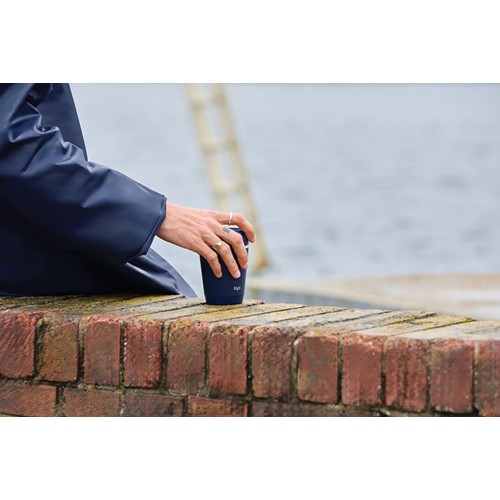 azul marino Taza Topl To Go de acero reciclado con tapa patentada 360