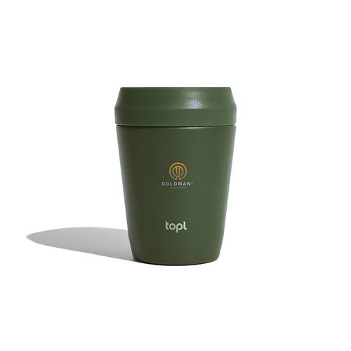 green Taza Topl To Go de acero reciclado con tapa patentada 360