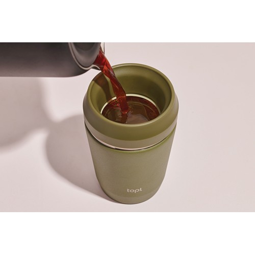 Taza Topl To Go de acero reciclado con tapa patentada 360