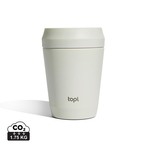 white Taza Topl To Go de acero reciclado con tapa patentada 360