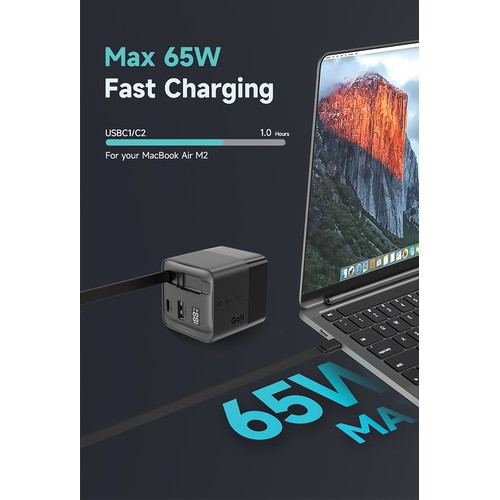 Cargador GaN Mendocino con cable retráctil Urban Vitamin 65W