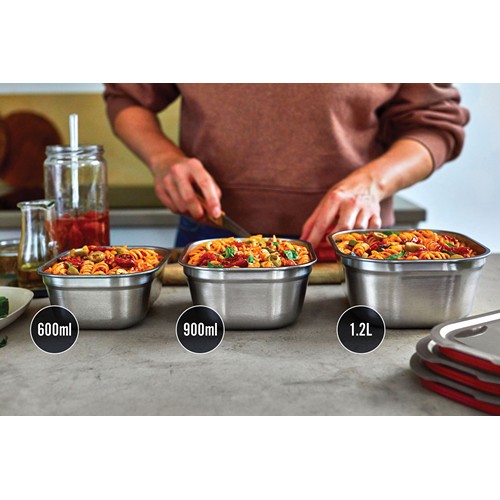 gray Tupper comida Black+Blum (3 piezas)