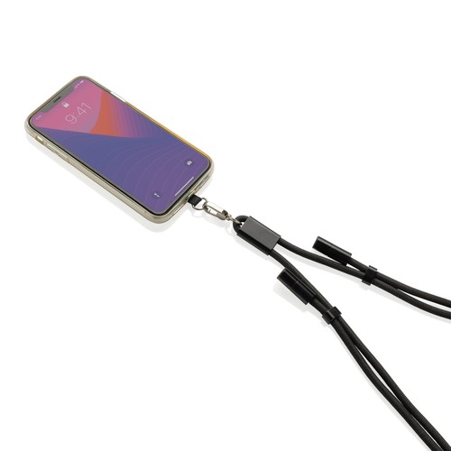 black Cable telefónico ajustable 160 cm LoopAmp RCS RPET cable 60W