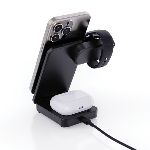 black Cargador magnético 3 en 1 RCS Urban Vitamin Arcadia 15W