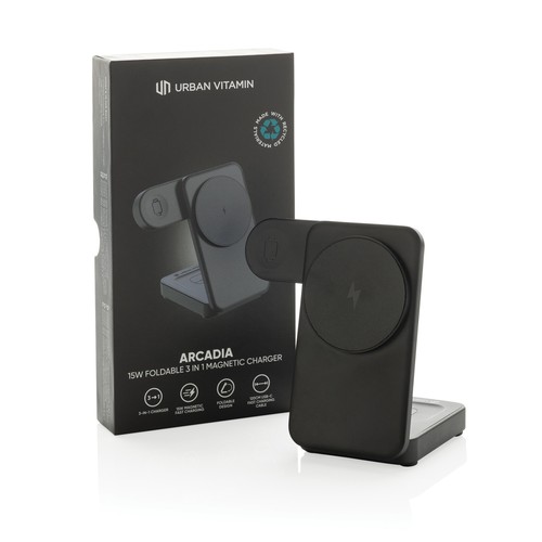 black Cargador magnético 3 en 1 RCS Urban Vitamin Arcadia 15W