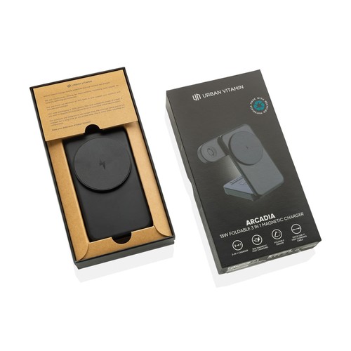 black Cargador magnético 3 en 1 RCS Urban Vitamin Arcadia 15W