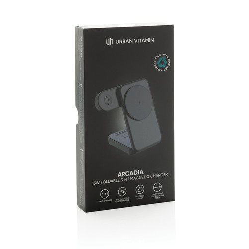 black Cargador magnético 3 en 1 RCS Urban Vitamin Arcadia 15W
