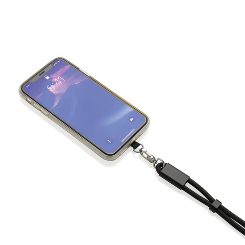 black Correa de muñeca para teléfono LoopAmp RCS RPET y cable 60W