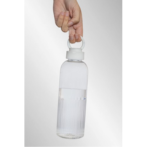 white Botella de agua antigoteo Ripple RCS RPET con asa 75 ml